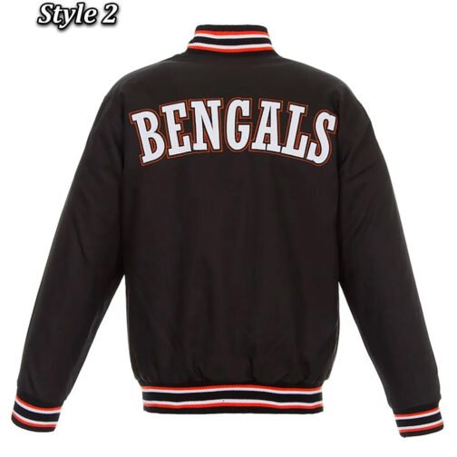 Cincinnati Bengals Black Varsity Wool Jacket - Image 4