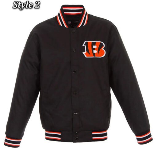 Cincinnati Bengals Black Varsity Wool Jacket - Image 2