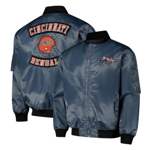 Cincinnati Bengals Charcoal Bomber Full-Zip Jacket - Image 3