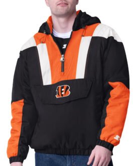Black Cincinnati Bengals Charger Half-Zip Pullover Jacket