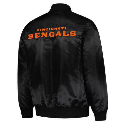 Cincinnati Bengals Exclusive Black Varsity Satin Jacket - Image 2