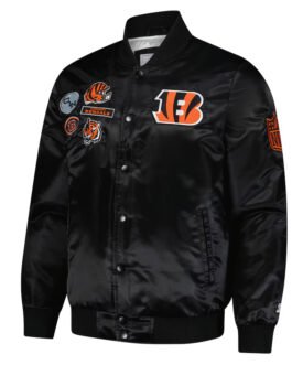 Cincinnati Bengals Exclusive Black Varsity Satin Jacket
