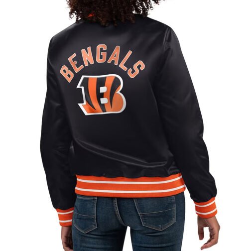 Cincinnati Bengals Full Count Black Satin Jacket - Image 2