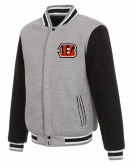 Letterman Cincinnati Bengals Black and Gray Wool Jacket