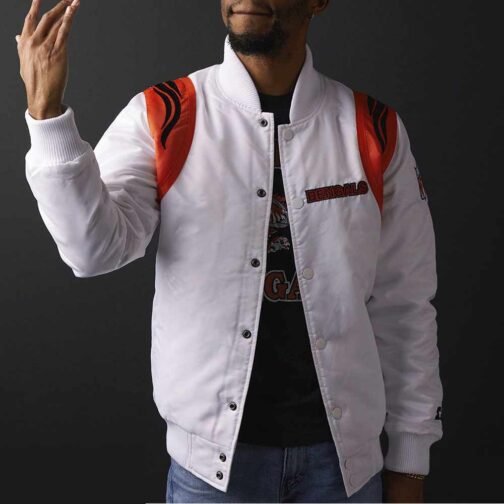 NFL Black/White Bengals Satin Jacket - Image 7