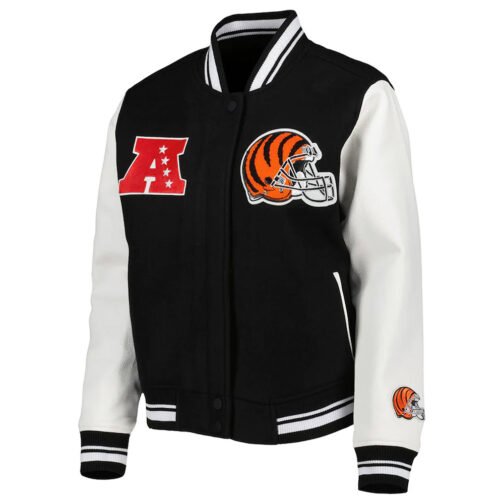 Cincinnati Bengals Mash Up Varsity Black/White Jacket