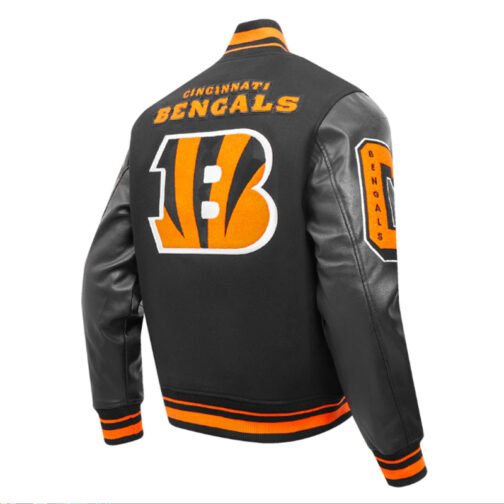 Cincinnati Bengals Mashup Rib Varsity Wool/Leather Jacket - Image 4