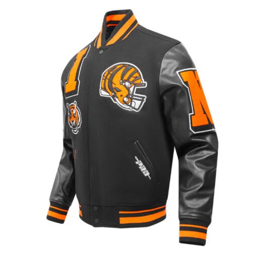 Cincinnati Bengals Mashup Rib Varsity Wool/Leather Jacket - Image 3