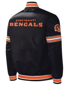 Cincinnati Bengals Midfield Black Varsity Satin Jacket