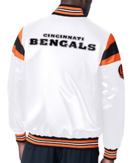 Cincinnati Bengals Midweight White Satin Jacket