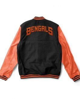 Letterman Cincinnati Bengals Black and Orange Jacket