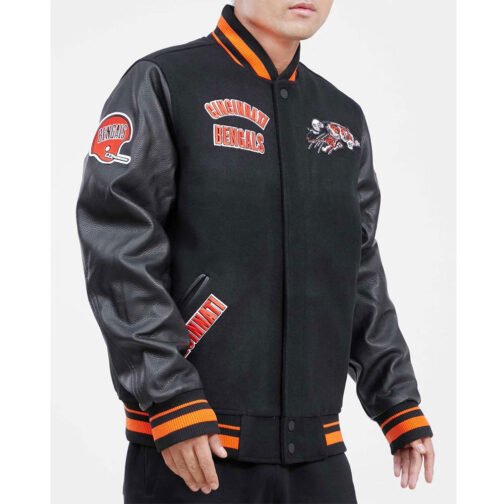 Cincinnati Bengals Retro Classic Rib Varsity Jacket - Image 4