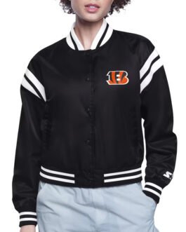 Cincinnati Bengals Printed Logo Varsity Satin Jacket