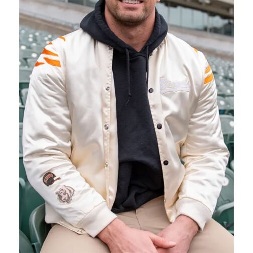 Cincinnati Bengals Team Cream Satin Jacket - Image 4