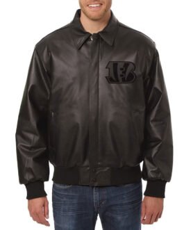 Cincinnati Bengals Black Tonal Leather Jacket