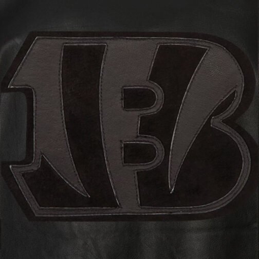 Cincinnati Bengals Black Tonal Leather Jacket - Image 4