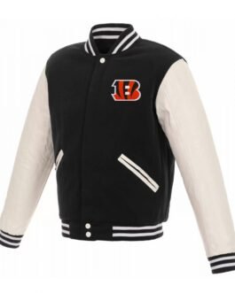 Cincinnati Bengals Letterman White and Black Jacket