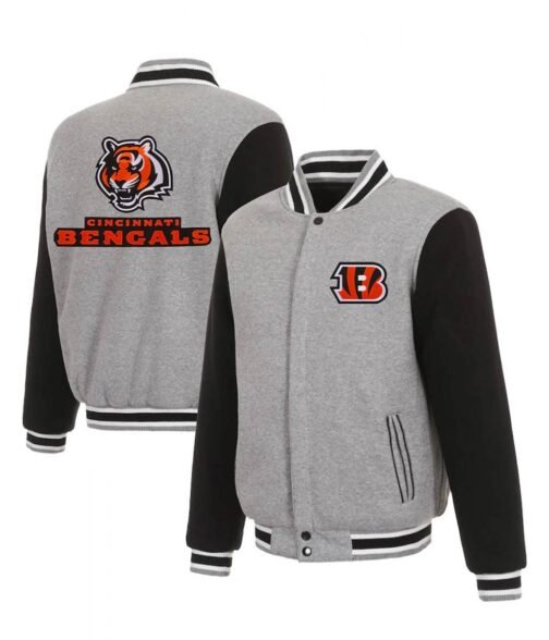 Letterman Cincinnati Bengals Black and Gray Wool Jacket - Image 3