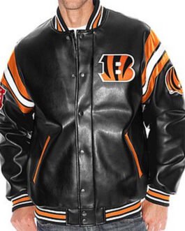Cincinnati Bengals Leather Varsity Jacket