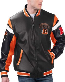 Cincinnati Bengals Black Varsity Full-Zip Leather Jacket