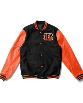 Letterman Cincinnati Bengals Black and Orange Jacket