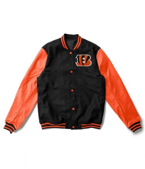Letterman Cincinnati Bengals Black and Orange Jacket