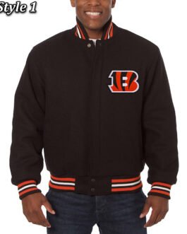 Cincinnati Bengals Black Varsity Wool Jacket