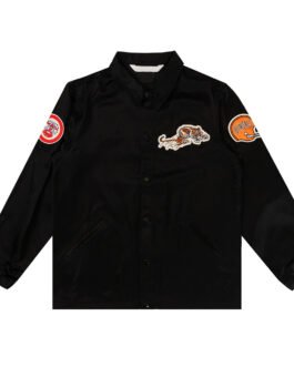 Full-Snap Black Satin Cincinnati Bengals Windbreaker
