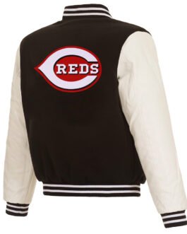 Cincinnati Reds Black and White Varsity Jacket