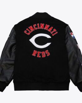 Cincinnati Reds Black Out Vintage Logo Varsity Jacket