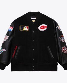 Cincinnati Reds Black Out Vintage Logo Varsity Jacket