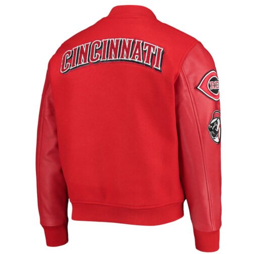 Letterman Cincinnati Reds Wool/Leather Red Jacket - Image 4