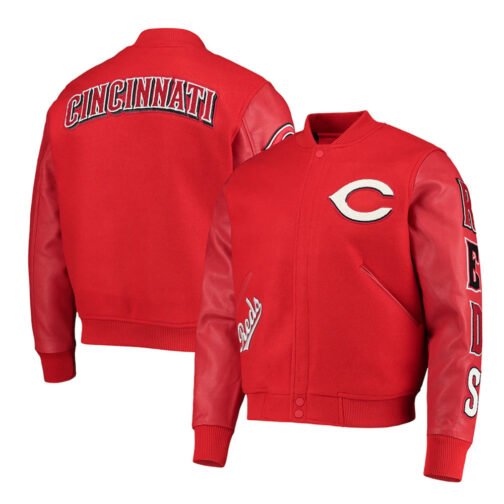 Letterman Cincinnati Reds Wool/Leather Red Jacket - Image 7