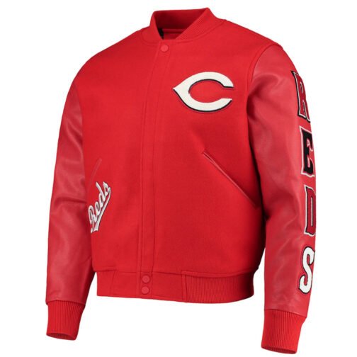 Letterman Cincinnati Reds Wool/Leather Red Jacket - Image 3