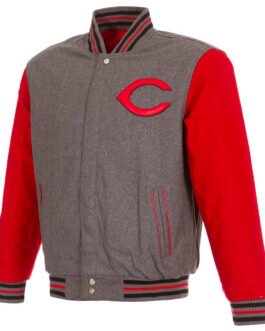 Cincinnati Reds Gray/Red Varsity Wool Jacket
