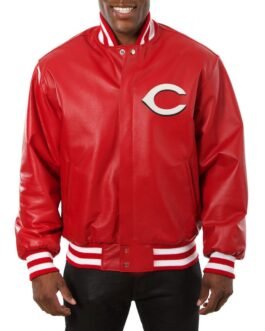Cincinnati Reds Letterman Red Leather Jacket
