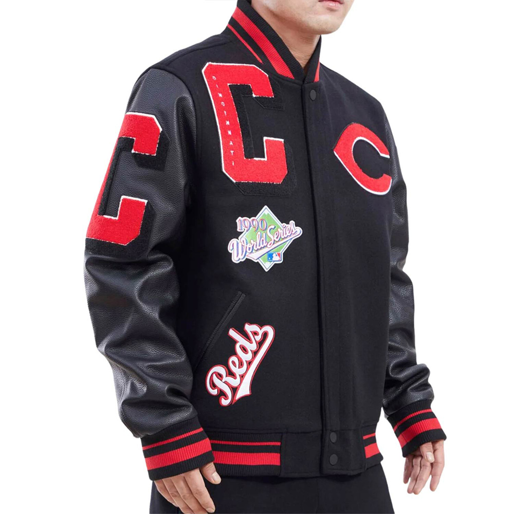 Cincinnati Reds Logo Mash Up Varsity Jacket - Image 3