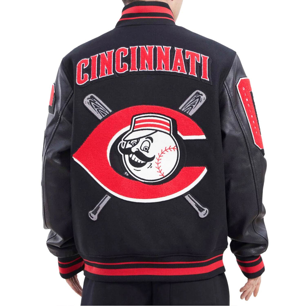 Cincinnati Reds Logo Mash Up Varsity Jacket - Image 2