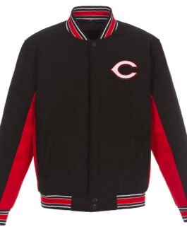 Cincinnati Reds Black and Red Varsity Wool Jacket