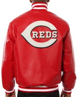 Cincinnati Reds Letterman Red Leather Jacket