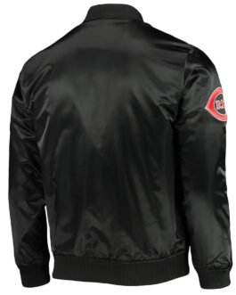 Cincinnati Reds Wordmark Black Satin Jacket