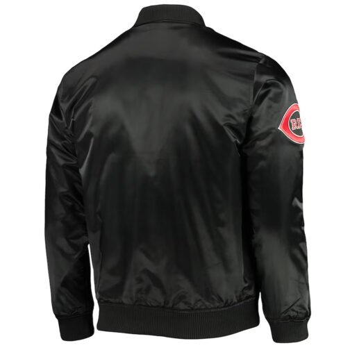 Cincinnati Reds Wordmark Black Satin Jacket - Image 2