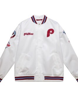 Philadelphia Phillies City Collection Lightweight White Satin Jacket