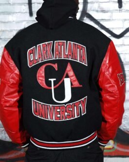 Men’s Clark Atlanta University Black and Red Varsity Jacket
