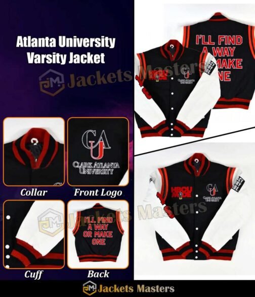 Motto 2.0 Clark Atlanta University Varsity White and Black Jacket - Image 3