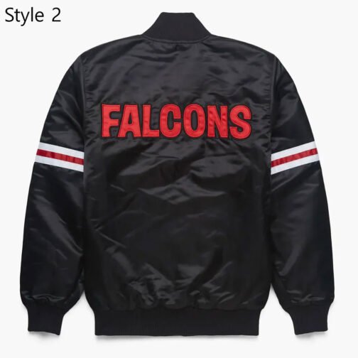 Classic Atlanta Falcons Logo Black Satin Jacket - Image 4