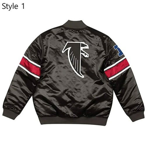 Classic Atlanta Falcons Logo Black Satin Jacket - Image 3
