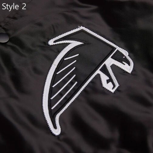 Classic Atlanta Falcons Logo Black Satin Jacket - Image 5