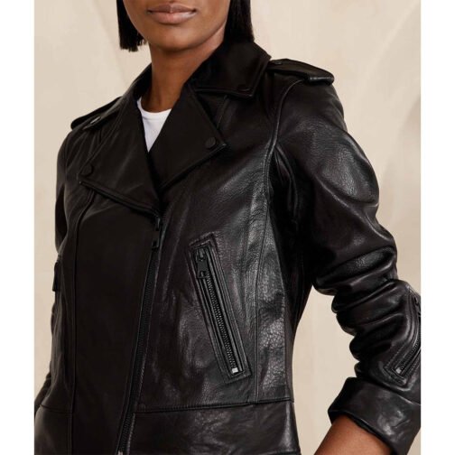 Women’s Classic Essential Leather Jacket - Image 7