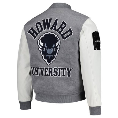 Classic Howard Bison Gray Varsity Jacket - Image 2